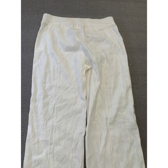 Monrow Women Medium White Wide Leg Linen Blend Pants - Picture 7 of 14